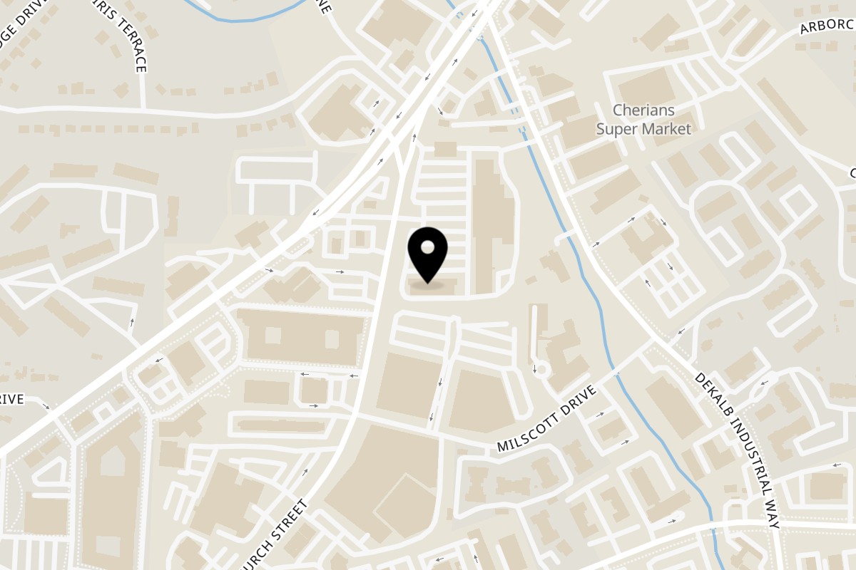 Map showing the location of Desi Tadka DECATUR on 1685 Church St 2nd floor, #206 in Decatur