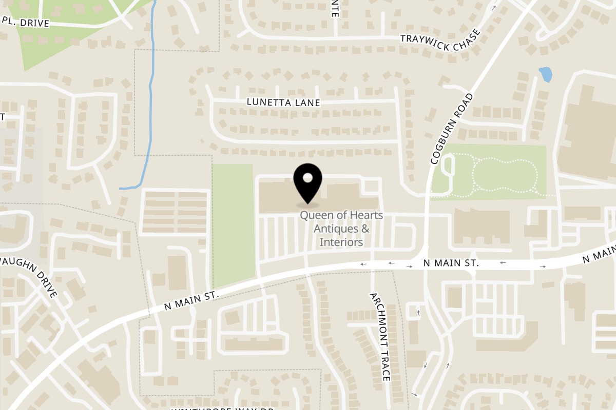 Map showing the location of Desi Tadka ALPHARETTA on 670 North Main Street in Alpharetta
